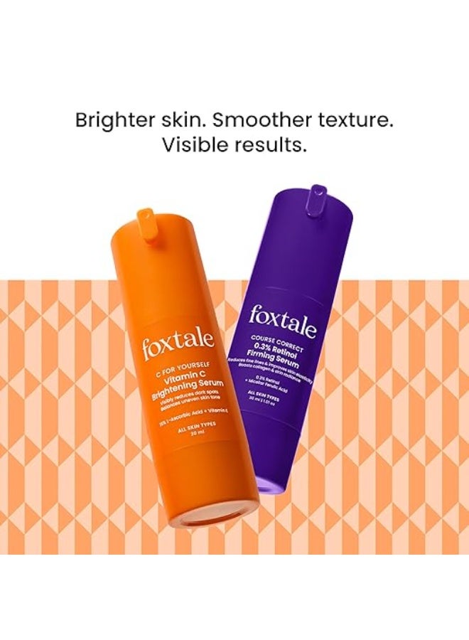 فوكستيل مجموعة فوكستيل للتفتيح والإصلاح | سيروم فيتامين سي نهاري + سيروم ريتينول ليلي | يُفتّح البشرة الباهتة، ويُخفّف البقع الداكنة، ويُعزّز إنتاج الكولاجين، ويُقلّل من الخطوط الدقيقة | مناسب لجميع أنواع البشرة - Image 4